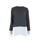 【中古】ザラ トラファルック ZARA Trafaluc チュニック ニット シャツ サマーニット ストライプ ドロップショルダー 長袖 M グレー オフ白 青...