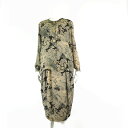 【中古】SALA ABITO サラアビート 上下セットアップ 花柄 シルク シフォン シアー 長袖 ジャケット ブラウス ミモレ丈 コクーン スカート L 40 ベージュ ブラック グリーン レディース 【ベクトル 古着】 250623
