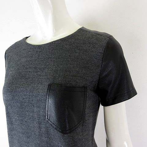 【中古】未使用品 クードシャンス CdeC COUP DE CHANCE ワンピース ドッキング フェイクレザー 半袖 S 36 チャコールグレー 黒 ブラック タグ付 美品 レディース 【ベクトル 古着】 250704