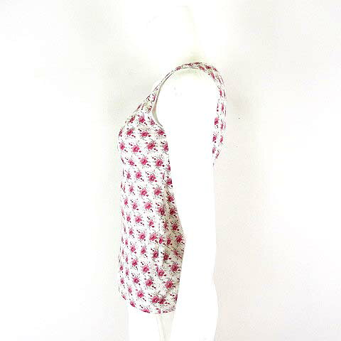 【中古】ミッシェルクラン MICHEL KLEIN トップス カットソー プルオーバー リバティ 小花柄 レース コットン ノースリーブ M 38 オフ白 マルチカラー レディース 【ベクトル 古着】 250704