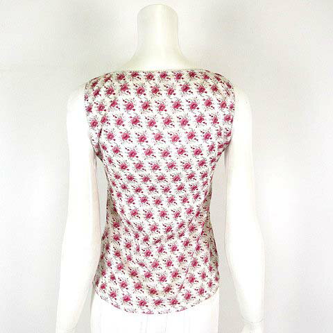 【中古】ミッシェルクラン MICHEL KLEIN トップス カットソー プルオーバー リバティ 小花柄 レース コットン ノースリーブ M 38 オフ白 マルチカラー レディース 【ベクトル 古着】 250704