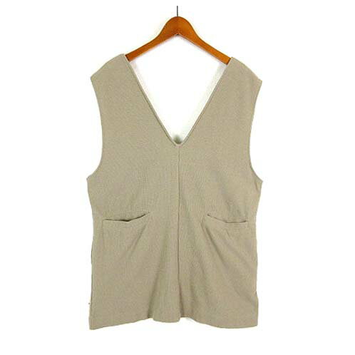 【中古】レプシィム ローリーズファーム LEPSIM LOWRYS FARM ベスト ジレ 前後2Way ワッフル Vネック コットン ストレッチ L ベージュ レディース 【ベクトル 古着】 250714