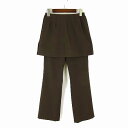 【中古】未使用品 ヒロココシノ HIROKO KOSHINO トランク TRUNK スラックス スカート付 パンツ セットアップ スカパン 2way ハリ感 ストレッチ M 38 ダークブラウン こげ茶色 ロングパンツ ミニスカート 美品 レディース