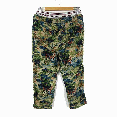 【中古】フラボア FRAPBOIS パンツ サルエルパンツ ジャガード 森林 フォレスト柄 S-M 1 グリーン 緑 ベージュ レディース 【ベクトル 古着】 251003