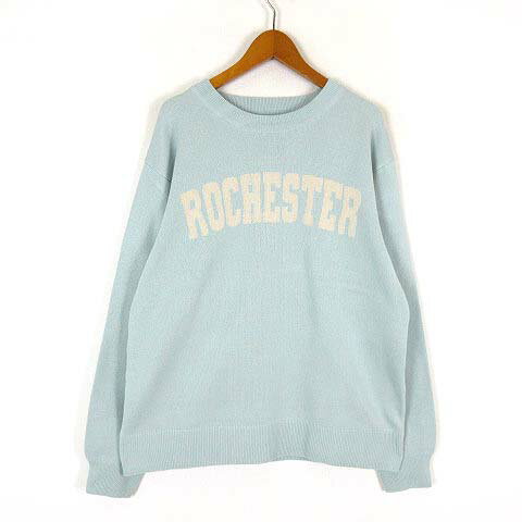 【中古】チャオパニック ティピー CIAOPANIC TYPY ニット セーター ジャガード カレッジ ロゴ クルーネック 長袖 M ライトブルー アイボリー メンズ 【ベクトル 古着】 251003(4)