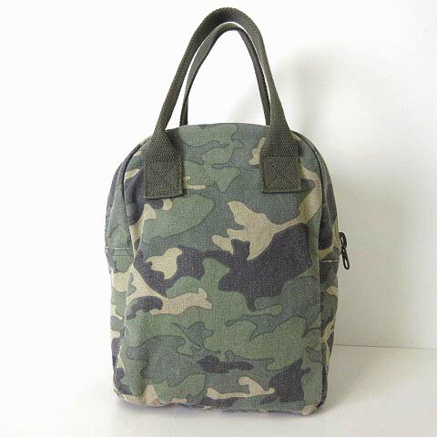 【中古】fluf バッグ ハンドバッグ キャンバス 迷彩 カモフラ柄 カーキ グリーン かばん 鞄 カバン レディース 【ベクトル 古着】 251013(4)
