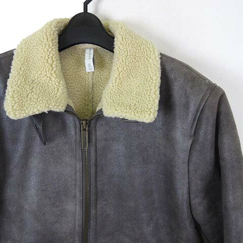 【中古】ザラマン ZARA MAN ムートンジャケット B-3 フライトジャケット フェイクムートン ジップアップ L グレー 美品 メンズ 【ベクトル 古着】 251017