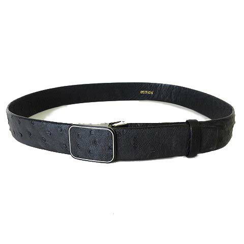 【中古】ダイヤモンド DIAMOND ベルト 大粒 オーストリッチ 本革 レザーベルト F 黒 ブラック シルバー金具 メンズ 【ベクトル 古着】 251021