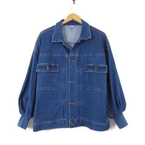 【中古】ビアズリー BEARDSLEY ガリャルダガランテ FRIPIER 袖パフ Gジャン デニムジャケット ジージャン ワイドシルエット ストレッチ L 2 インディゴブルー 美品 近年モデル レディース 【ベクトル 古着】 251108