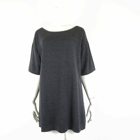 【中古】レッドクローバー red clover ニット チュニック ワンピース ウール ボートネック ドロップショルダー 5分袖 F チャコールグレー レディース 【ベクトル 古着】 251110