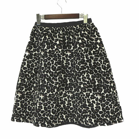 【中古】ガリャルダガランテ GALLARDAGALANTE スカート ジャガード レオパード ヒョウ柄 ふんわり フレア ミディ丈 F ブラック アイボリー ブラウン ベージュ レディース 【ベクトル 古着】 251113
