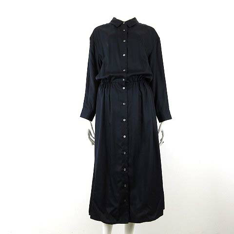 【中古】ナノユニバース nano universe シャツワンピース ロング ブラウジング ドロップショルダー 長袖 M 紺 ネイビー レディース 【ベクトル 古着】 251125