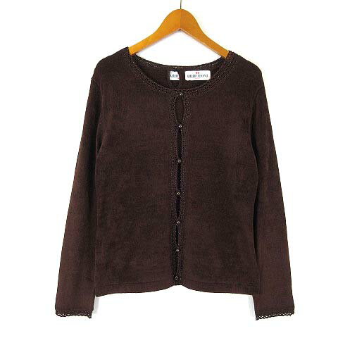 【中古】ギャラリービスコンティ GALLERY VISCONTI アンサンブル ツインニット パイル 刺繍 レース 切替 ビーズ カーディガン 長袖 トップス 半袖 M 2 茶 ブラウン ピンクブラウン レディース 【ベクトル 古着】 251201