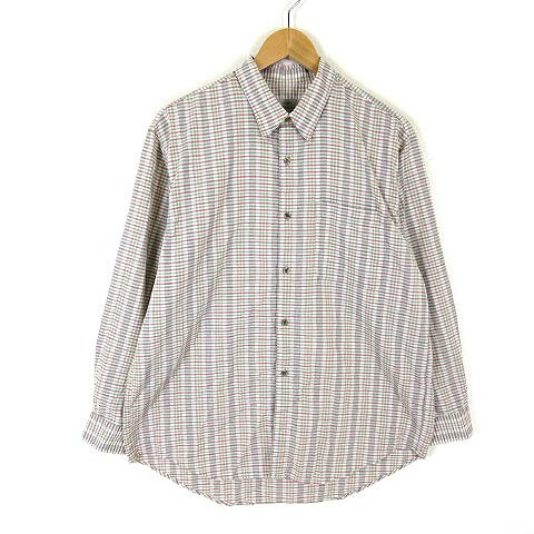 乐天商城 - 【中古】レンマ LEMMA シャツ チェック コットン レギュラーカラー 長袖 L オフ白 マルチカラー メンズ 【ベクトル 古着】 260209