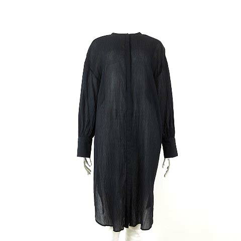 【中古】神戸レタス Kobe Lettuce 田中亜希子コラボ バンドカラー ガーゼ シャツ チュニック ワンピース 楊柳 シアー 長袖 L 黒 ブラック レディース 【ベクトル 古着】 260421