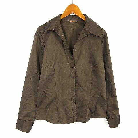 樂天商城 - 【中古】ブルーベル Bluebell シャツ ブラウス スキッパー コットン 長袖 M 9 カーキブラウン レディース 【ベクトル 古着】 260430