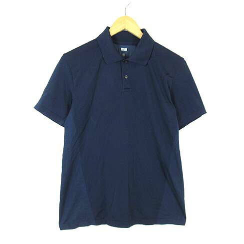 【中古】ユニクロ UNIQLO ポロシャツ メッシュ 切替 ドライEX 吸水 速乾 半袖 M 紺 ネイビー メンズ 【ベクトル 古着】 260601
