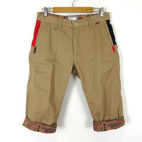 グルーバーグランド GROOVER GRAND ハーフパンツ ショートパンツ チノパン 配色 アシメ カラー M ベージュ 赤 レッド 紺 ネイビー 美品 メンズ  260609