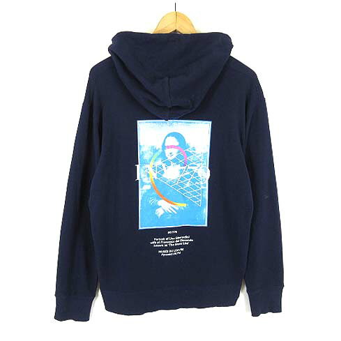 【中古】ユニクロ UNIQLO ルーヴル美術館 アート アンド ロジック by ピーター・サヴィル スウェット プルパーカ UT パーカー プルオーバー モナリザ 英字 コットン 長袖 L 紺 ネイビー メンズ 【ベクトル 古着】 260910