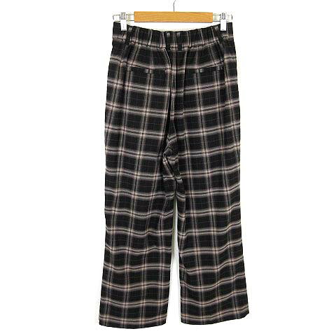 【中古】グローバルワーク GLOBAL WORK パンツ タック イージー ワイドパンツ チェック ウールライク ストレッチ L 黒 ブラック ダークブラウン ベージュ レディース 【ベクトル 古着】 260918 vectorpremium-19421611 ブランド古着ベクトルプレミアム店 サンプル画像2