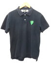プレイコムデギャルソン PLAY COMME des GARCONS ポロシャツ 半袖 ハート ワッペン コットン カットソー 日本製 M 紺 ネイビー Y75536 メンズ 【中古】【ベクトル 古着】 170809 ブランド古着ベクトルプレミアム店