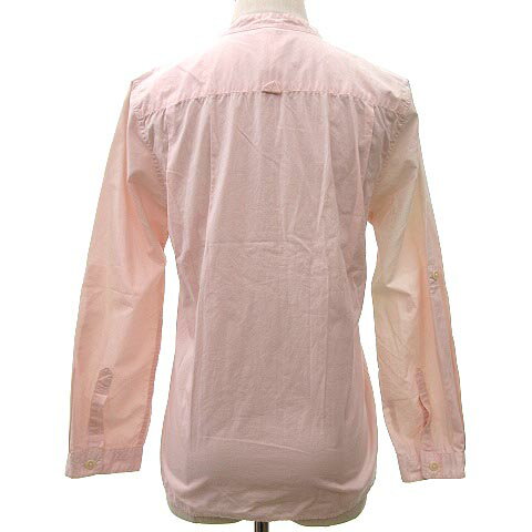 【中古】マーガレットハウエル MHL. シャツ ブラウス 長袖 プルオーバー バンドカラー コットン ロールアップ フロントタック 1 ピンク R041922 レディース 【ベクトル 古着】 210419