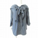 【中古】エリン ELIN 近年モデル ブラウス シャツ 7分袖 ストライプ シルク混 ボウタイ ネイビー 紺 38 0328 IBO51 レディース 【ベクトル 古着】 240328(4)