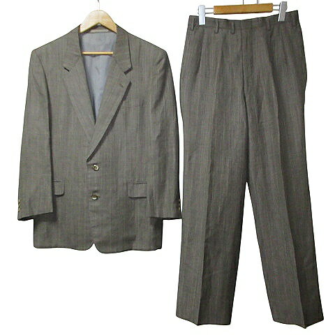 【中古】ニナリッチ NINA RICCI スーツ セットアップ シングル チェック テーラード ジャケット 総裏地 2B パンツ スラックス 茶 ブラウン ■GY14 X メンズ 【ベクトル 古着】 250201