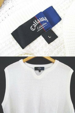 キャロウェイ CALLAWAY ノースリーブ ベスト ニット カットソー 透け感 L ホワイト 白系 リブ メンズ 【中古】【ベクトル 古着】 180716 ベクトル店
