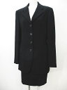 【中古】ヴィクターヴィクトリア VICTOR VICTORIA セットアップ スカートスーツ 40 黒系 ブラック 無地 ボタン スリット 裏地 イタリア製 レ...