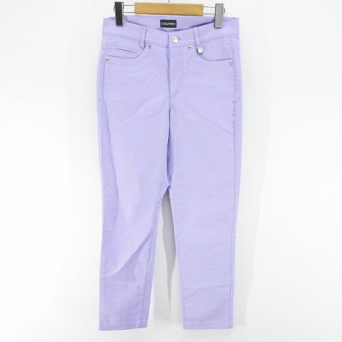 【中古】ゴルフィーノ GOLFINO ゴルフウェア ロングパンツ ジップフライ 34 紫系 パープル ストレッチ 綿 コットン 無地 レディース 【ベクトル 古着】 241224