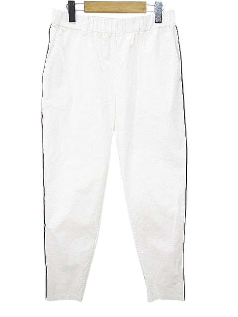 【中古】ブランベール ストゥーディオ blancvert studio ロング丈 イージーパンツ 38 白系 ホワイト ウエストゴム ライン 裾リブ 日本製 レディース 【ベクトル 古着】 250126