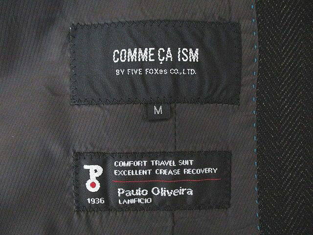 【中古】コムサイズム COMME CA ISM ストライプ柄 セットアップ スーツ 上下 M 茶系 ダークブラウン シングル ジップフライ 裏地 タグ付 メンズ 【ベクトル 古着】 250128