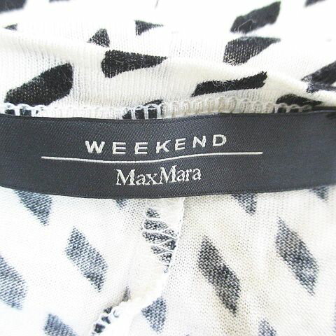 【中古】マックスマーラ ウィークエンドライン MAX MARA WEEKEND LINE 長袖 カットソー チュニック S 白系 ホワイト ギャザー 総柄 レディース 【ベクトル 古着】 250213