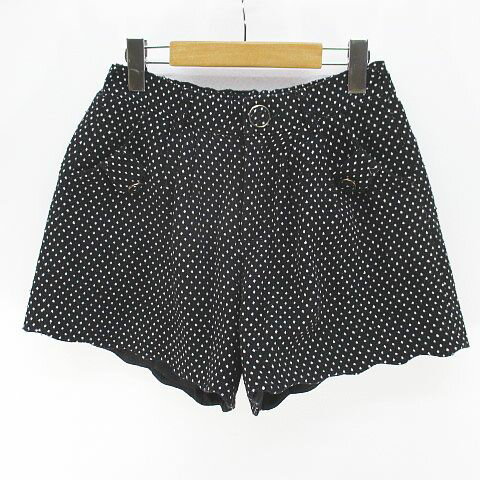 【中古】リンジィ Lindsay 水玉 ドット 膝上 ショートパンツ ジップフライ L 160 黒系 ブラック 綿 コットン 裏地 レディース 【ベクトル 古着】 250214
