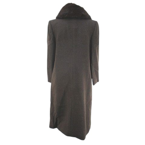 【中古】Carat ロングコート ブルーフォックスファー 毛皮 11A2 茶系 ブラウン 毛 ウール 裏地 レディース 【ベクトル 古着】 250307
