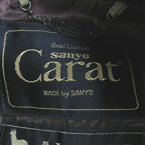 【中古】Carat ロングコート ブルーフォックスファー 毛皮 11A2 茶系 ブラウン 毛 ウール 裏地 レディース 【ベクトル 古着】 250307