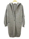 【中古】ユニクロ UNIQLO メランジ ウール フーデット ニット コート ミドル丈 S 灰系 グレー ボタン リブ レディース 【ベクトル 古着】 2503...