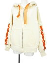 【中古】アンビー ENVYM 長袖 パーカー ジャケット FREE クリーム ジップアップ レースアップ リボン 裏起毛 リブ レディース 【ベクトル 古着】 ...