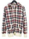 【中古】ユニクロ UNIQLO チェック柄 長袖 パーカー ジャケット L アイボリー ジップアップ リブ メンズ 【ベクトル 古着】 250327