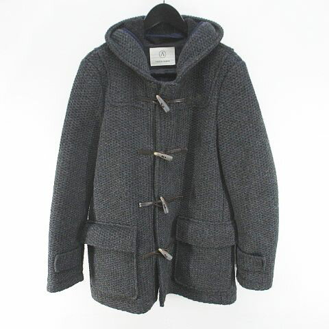 【中古】ロストインアルビオン LOST IN ALBION ニットダッフルコート ミディアム丈 48 灰系 グレー イタリア製 ジップアップ 毛 ウール アルパカ 裏地 メンズ 【ベクトル 古着】 250331