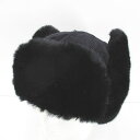【中古】センスオブグレース SENSE OF GRACE フライトキャップ パイロットキャップ 帽子 ファー 黒系 ブラック コーデュロイ 綿 コットン 裏地 ...