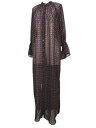 【中古】ナノユニバース nano universe ギャルドローブ garde Robe 長袖 シースルー シャツ ワンピース ロング丈 赤系 ボルドー 総柄 ...