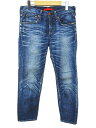 【中古】レッドカード RED CARD クロップド デニムパンツ ジーンズ 22 青系 ブルー ジップフライ クラッシュ リペア加工 日本製 レディース 【ベク...