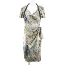 【中古】アルベルタ フェレッティ ALBERTA FERRETTI 半袖 膝丈 フレアワンピース ラップワンピース ワンピース 絹 シルク 40 ベージュ系 イ...