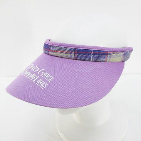 【中古】St Andrews Links Tartan Collection ゴルフウェア サンバイザー つば広 帽子 ONE 紫 パープル系 ロゴ文字 刺繍 ステッチ 日焼け防止 レディース 【ベクトル 古着】 250515