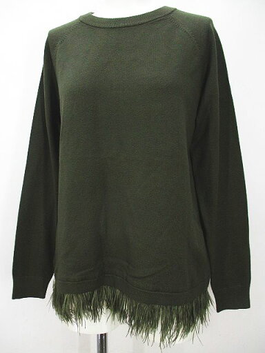 【中古】トラッゾドンナ Torrazzo Donna 長袖 ニット セーター 緑系 ダークグリーン 無地 フェイクフェザー フリンジ リブ レディース 【ベクトル 古着】 250602 【中古】トラッゾドンナ Torrazzo Donna 長袖 ニット セーター 緑系 ダークグリーン 無地 フェイクフェザー フリンジ リブ レディース 【ベクトル 古着】 250602