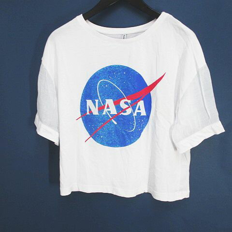 【中古】ストラディヴァリウス Stradivarius 半袖 Tシャツ S 白系 ホワイト 切替 プリント ラメ 透け感 レディース 【ベクトル 古着】 250610 【中古】ストラディヴァリウス Stradivarius 半袖 Tシャツ S 白系 ホワイト 切替 プリント ラメ 透け感 レディース 【ベクトル 古着】 250610