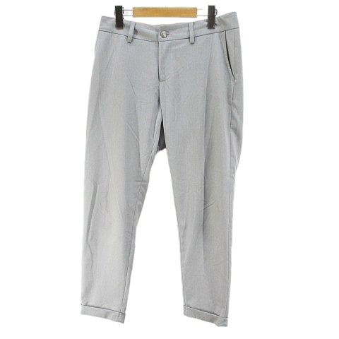 【中古】H.A.N.D ハンド ロング丈 テーパードパンツ 44 灰系 ライトグレー ジップフライ 無地 ロールアップ ストレッチ イタリア製 レディース 【ベクトル 古着】 250622