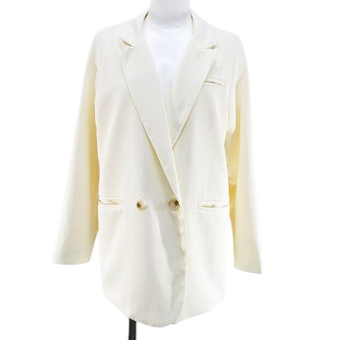 【中古】未使用品 ラフモ LAFFMO テーラード ジャケット F 白系 アイボリー 無地 ダブルボタン 裏地 タグ付 レディース 【ベクトル 古着】 250626
